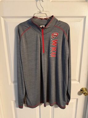 Russell Athletic WKU Gray & Red Quarter-Zip Pullover